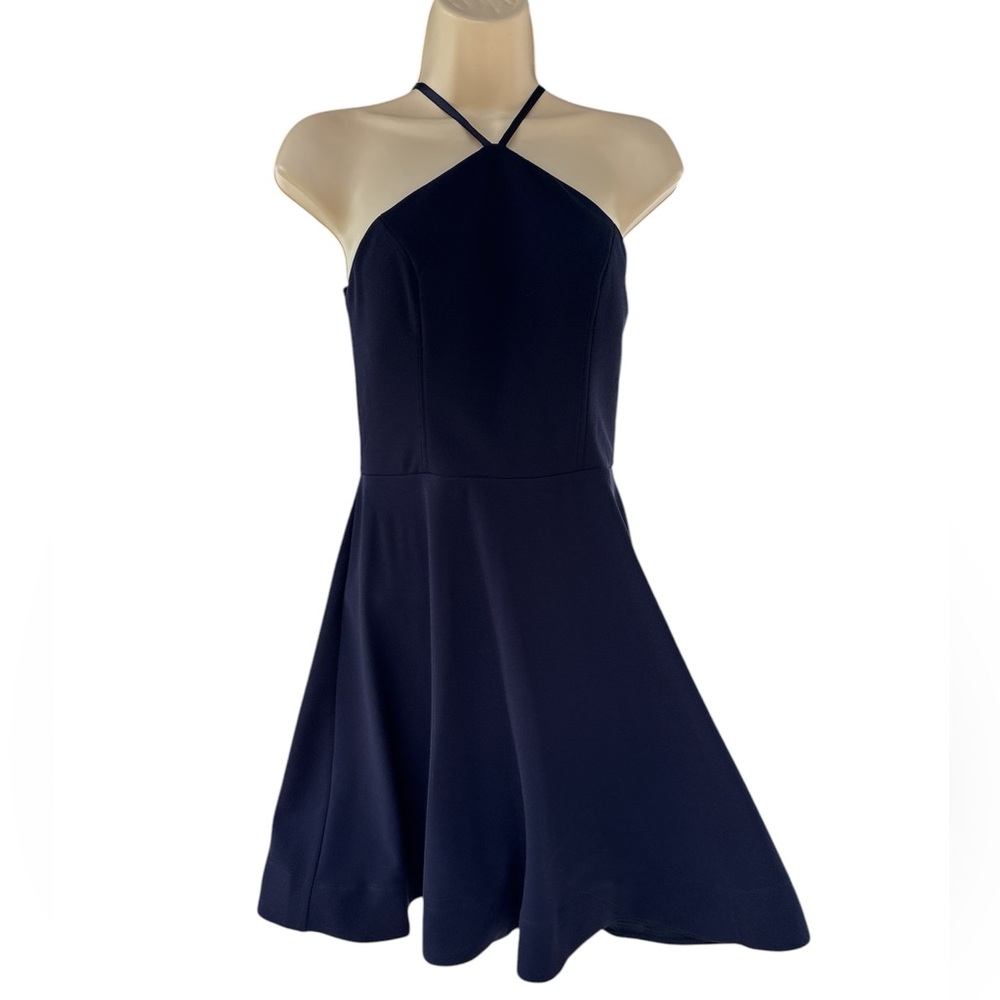 Sequin Hearts Navy Halter Neck Sequined Lace-Back Scuba Dress Juniors Size 3